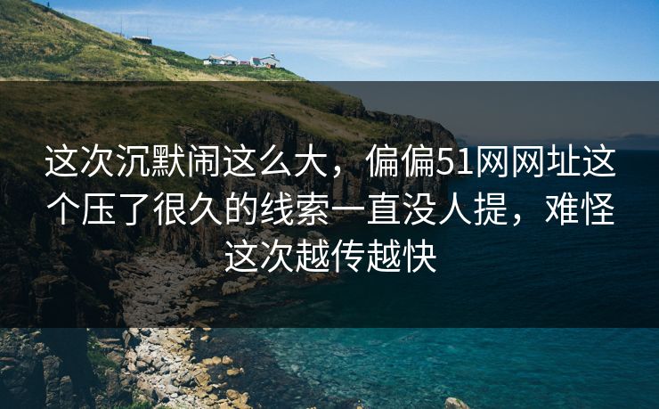 这次沉默闹这么大，偏偏51网网址这个压了很久的线索一直没人提，难怪这次越传越快