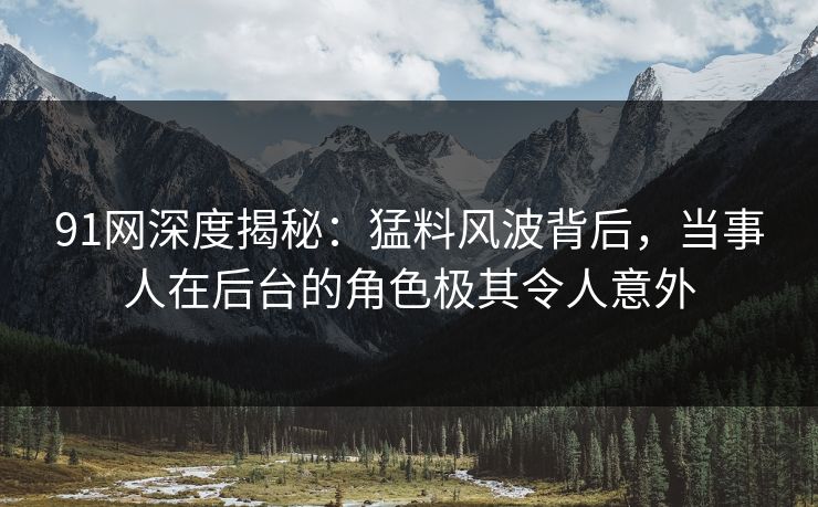 91网深度揭秘：猛料风波背后，当事人在后台的角色极其令人意外